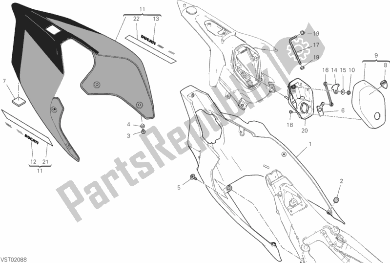 Todas las partes para Carenado Trasero de Ducati Superbike Superleggera V4 USA 998 2020